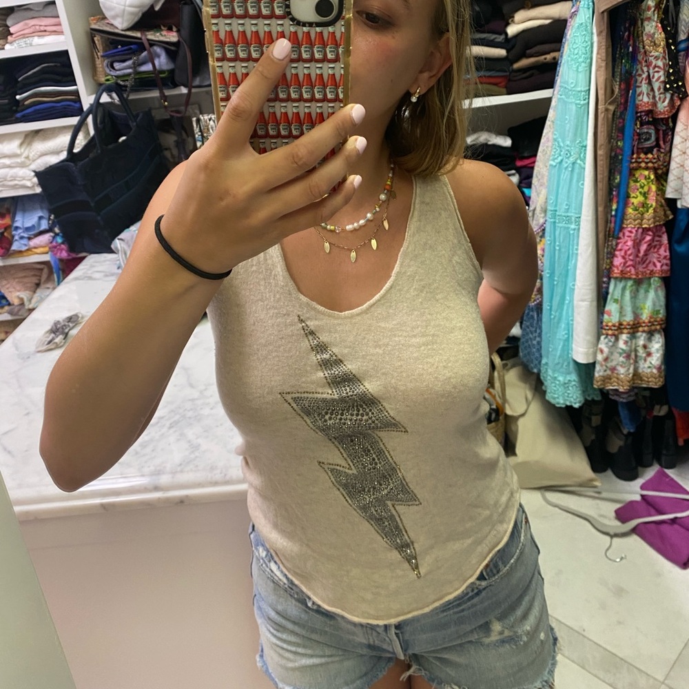 Cashmere zadig and Voltaire lightning bolt tank